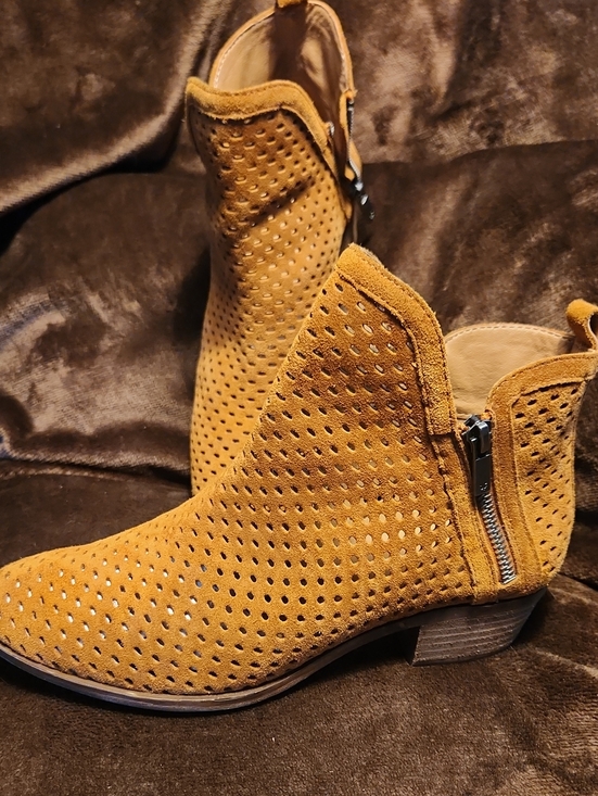 Lucky Brand Shoes - Suede Perforated Ankle Bootie By Lucky Brand Size 7.5 Womens- Tan